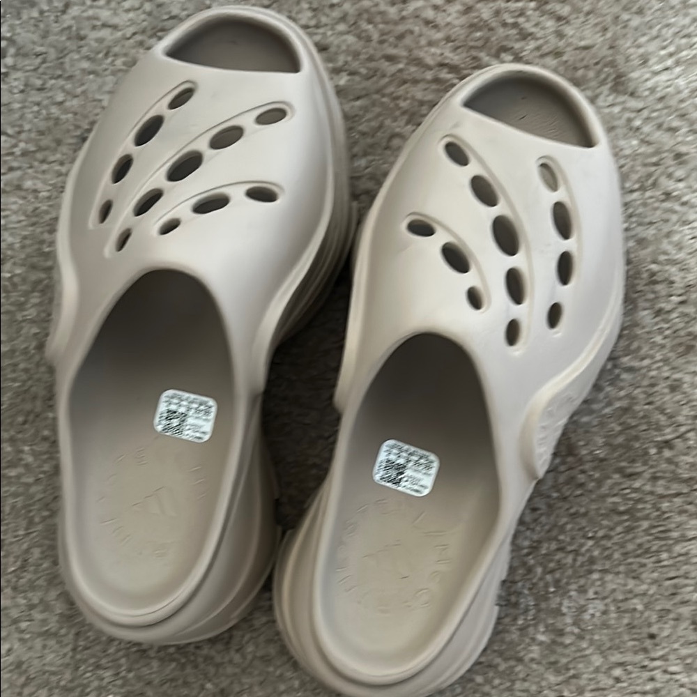 Adidas Cream Slip-On Sandals
